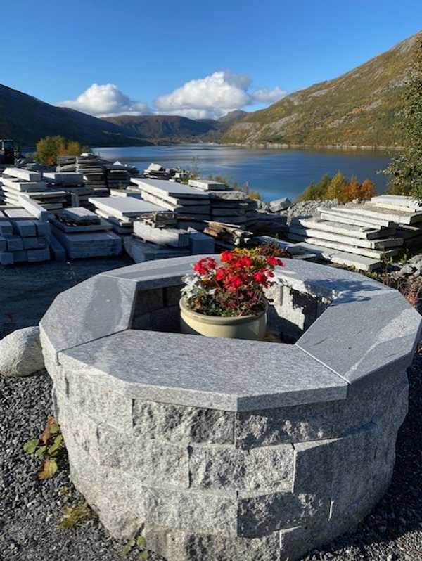 Hvit granittbenkeplate med subtile sorte årer